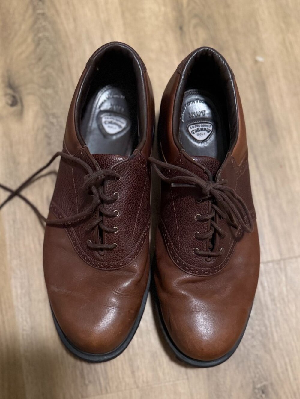 Callaway XTT Pro Series Men's Brown Leather Saddle Golf Shoes Spikeless (11.5)